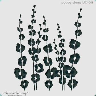 Powertexcreations - Poppy stems stencil Donna Downey for Mixed Media