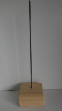 Wooden base with metal rod for sculptures